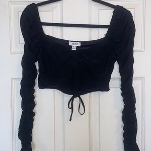 Black Fluffy Crop Top